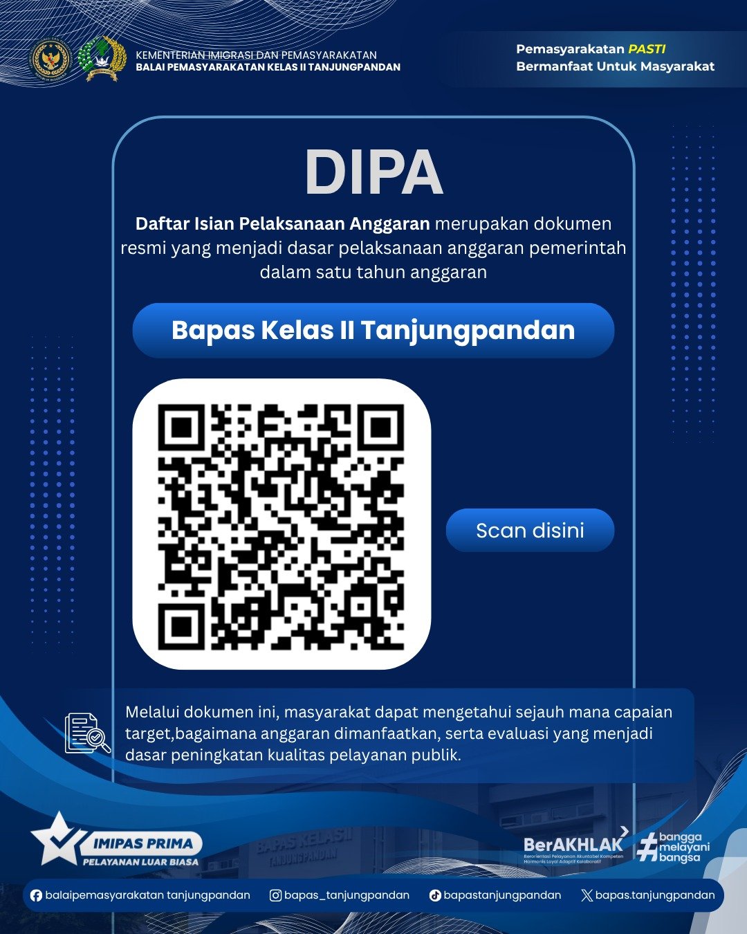 DIPA Petikan Bapas Kelas II Tanjungpandan Tahun 2026